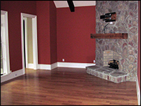 This is a custom stone fireplace