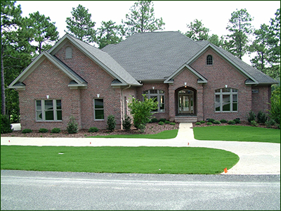 This is a new home with rock exterior