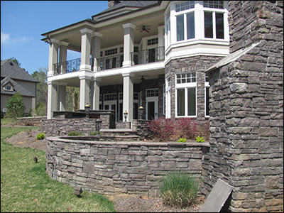 This is a new home with rock exterior