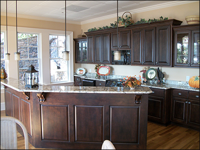 This beautiful kitchen has wonderful color contrasts for a new home look